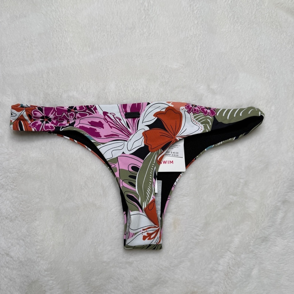 Volcom x Roxy Mixed Print Bikini Set Top M Bottom XS Reversible - Picture 7 of 10